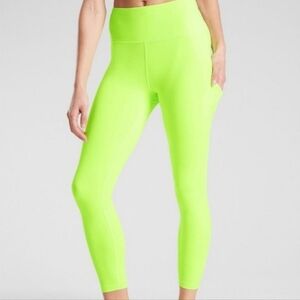 Athleta Elation Ultimate Stash Pocket 7/8 Tight, Neon Green